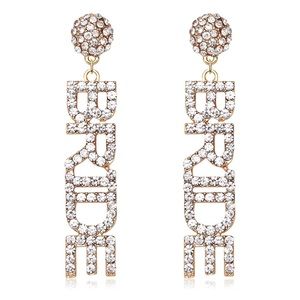 Bride Rhinestone Earrings Gold
